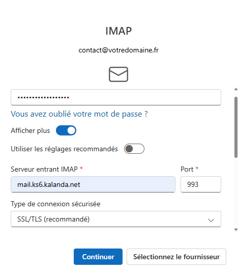 Serveur entrant IMAP
